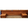 Image 1 : 10ft x 26in Teak Headboard With Attached Night Tables and Lights