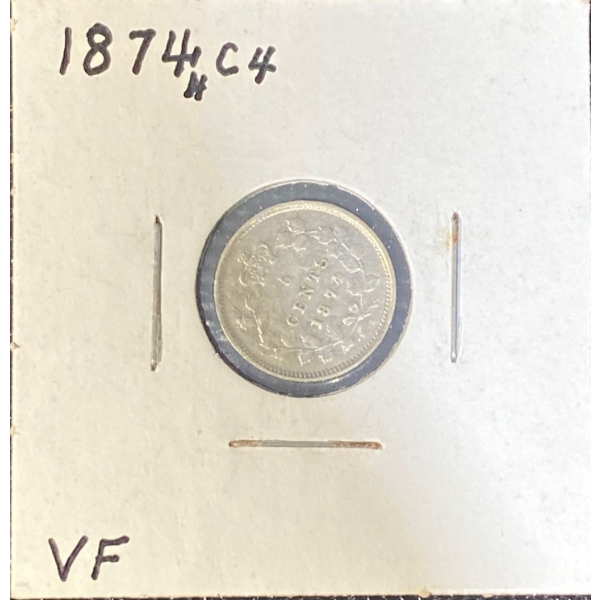 1874 VF Canadian Nickel 92.5% Silver