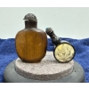 Image 2 : Pair of Wood and Faux Wood Snuff Bottles with Spoons  3.5H & 3H 