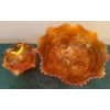 Image 3 : Fenton Chrysanthemum Ball Footed Marigold Carnival Gls Bowl & Imperial Compote