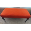 Vintage Oak Clawfoot Ottoman / Bench w/ Pumkin Upholstery 33L