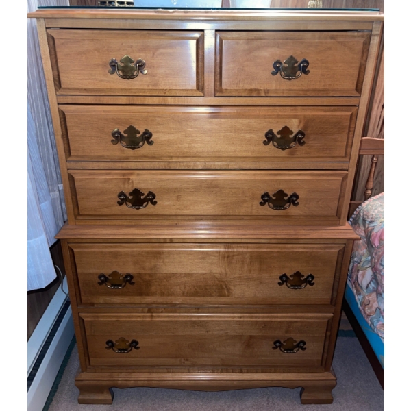 Six Drawered Vilas Mid Century HighBoy Dresser  32"x 18" x 48"tall