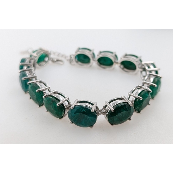  Silver Emerald gemstone Bracelet 20.7 ct Certified ($21,549 Appraisal)