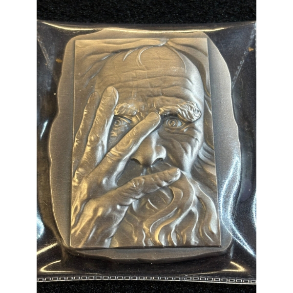 10 oz .9999 silver Bar "Thinking Man" - Antique finish Caught in a moment of contemplation