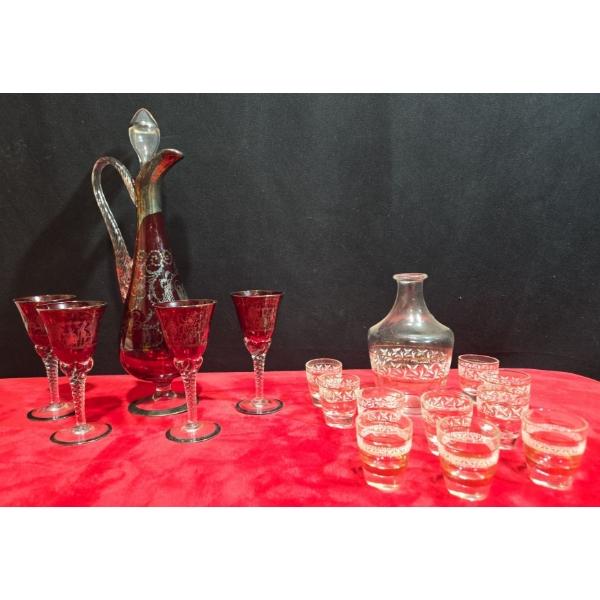 Liqueur Serving Decanter with Glasses and  Wine Decanter with Glasses