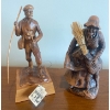 Image 1 : Hand Carved Wooden Fisherman Figurine 7"tall & Vintage Resin Peddler Figurine 6"tall