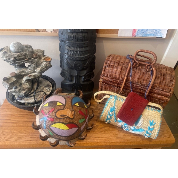 Handmade African Masks Picnic Baskets Desk Fountain 14T & more