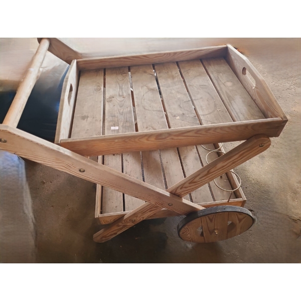 Wooden Outdoor Garden Cart 24 W, 27 D, 28 T (Top is Removeable Tray)
