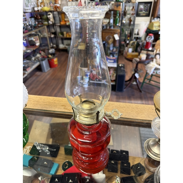 Glass Oil Lamp with Red Fuel Base