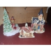 Image 1 : Holiday Homes: Train Station, Church with Nativity Scene, also Plastic Tree with Snowmen 