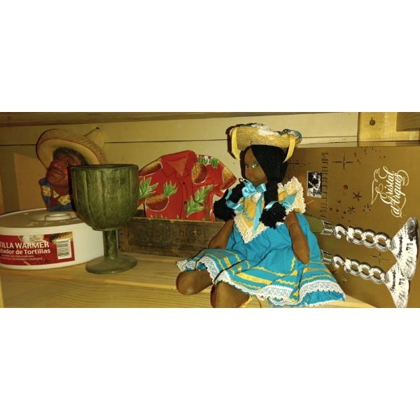 Mexican Girl, 2000 millennium Champaine Flutes, Mexican Bosson Head, T-Shirt Tray, Old Goldenloaf Ch