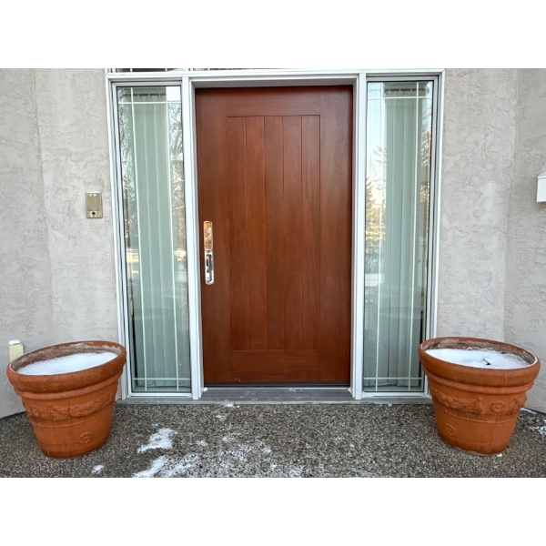 Two Orange Terracotta Planters-Outdoor Rustic Plant Pots