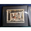 Image 2 : Pair of Egyptian Papyrus Art Pieces, One is Missing Glass, 20.5x17