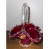 Image 3 : Beautiful Ruby Red Murano Art Glass Basket w/ Candy Dish 7T