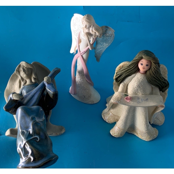 Kneeded Angel, Stoneware Handmade Shelf Angel (8T)  & Little Things Mean a Lot Courage Angel 74551