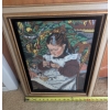 Image 5 : Framed Needlepoint Artwork of Girl with Doll in Gold-Tone Frame