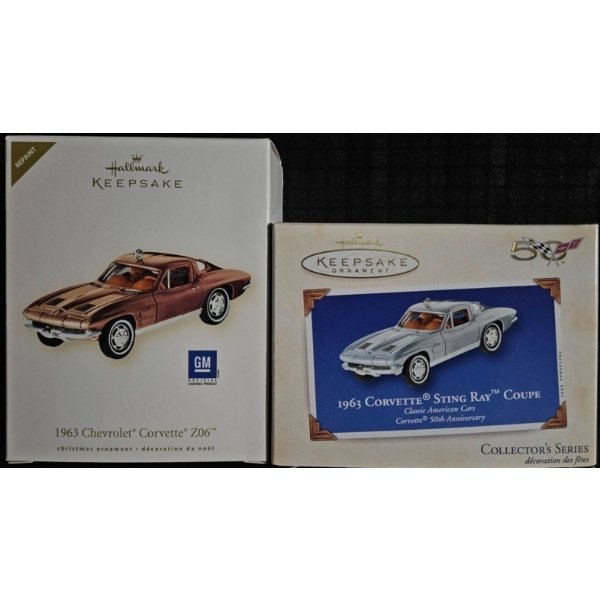 Hallmark Keepsake 1963 Chevrolet Corvette Z06 and Sting Ray Coupe Ornaments