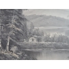 Image 2 : Chalet in Woods/ Shades of Grey Painting, Signed: C.Austin, Framed, 30.5 X 26.5 