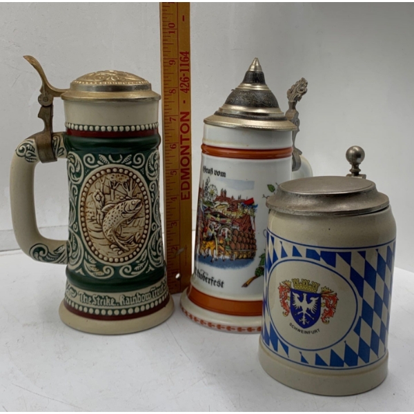 Set of 3  Beer Steins; German, Avon 