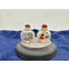 Image 2 : Pair of Hand Painted Glass Snuff Bottles with Spoons  3.5H & 3H 