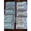 Canadian 1$ Bill Collection From  1937-1973 Including Devils Face 1954