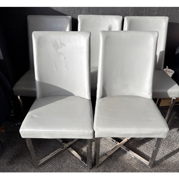Vegan Leather Dining Chairs w/ Criss Cross Chrome Base (5) 31"Tall