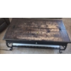 Image 1 : Wood & Metal Coffee Table w/ Storage (26D, 48L, 19T) w/ Wicker Shelf (Contents Incl. Some Damage)
