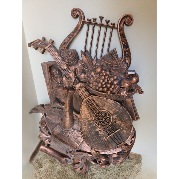 Vintage Large Plastic Musical Instrument Wall Decor  20 X 30 