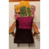Wood Glider Chair w Crochet Blankets & Burgundy Cushion & 26 w, 30 d, 40 h