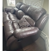 Image 2 : Genuine Leather 3 Seat Power Recliner Sofa In Burgundy 90x41x38 