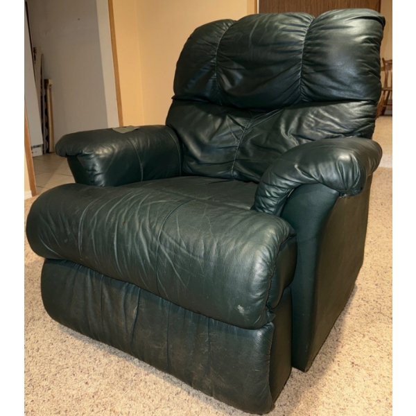 Leather Rocker/ Recliner Well Loved, Small Tear on Arm  36x41x39"tall