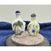 Image 2 : Hand Painted Fishing Scene and Birds Snuff Bottles with Spoons 3.25H & 3H