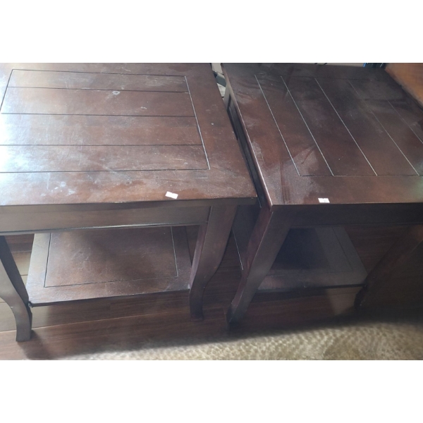 Pair of Side Tables w/ Shelf 22 W, 24 D, 24 T 