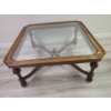 Image 1 : Square wooden coffee table with glass top - 38W, 18T, 38D