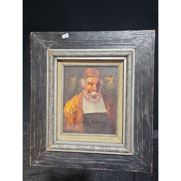 Painting of Old Rabbi, Framed 17.5 X 19.5