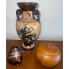 Image 1 : Greek Amphora, Wooden Trinket Box, & Vintage Hand painted Black Lacquer Koi Fish on Stone