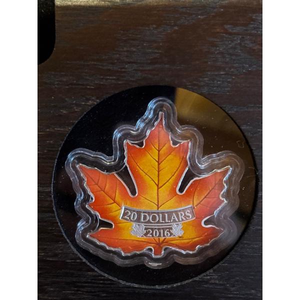 2016 $20 Canada's Colourful Maple Leaf - Pure Silver Coin
