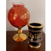 Image 1 : Cranberry Footed Globe 11T w/ 24K Gold Spyropoulos Greek Pottery Urn 