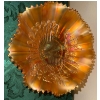 Image 7 : Marigold Carnival Glass By Northwood-Peacocks on The Fence & Powder Blue Rosebowl (Cracked)