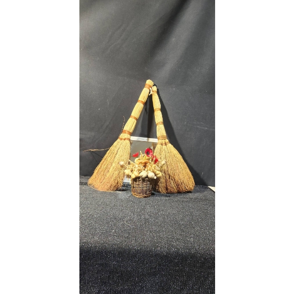 Ukrainian Decor Set with Decorative Brooms, Mirror, and Additional Items