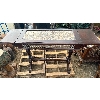 Image 1 : Beautiful Wooden Desk with Carvings, Side Panels Can Fold Open 68W, 22D, 35T When Open  