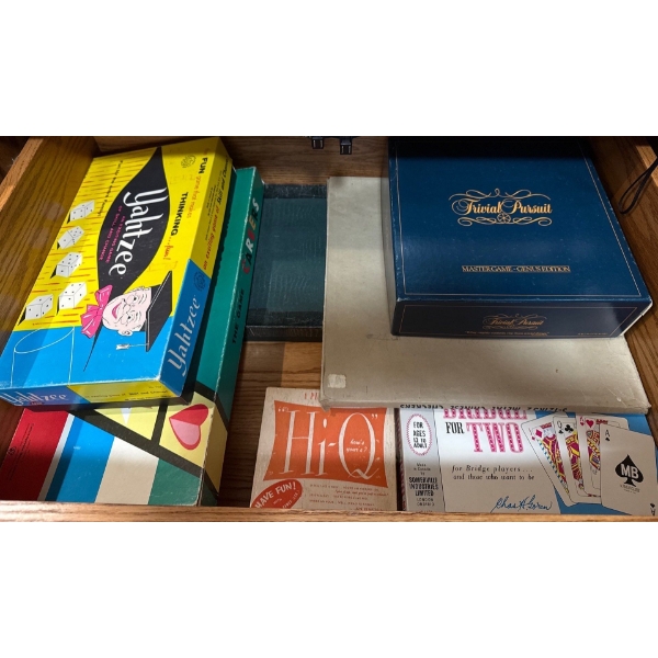 Vintage Game Collection - Yahtzee, Trivial Pursuit, Hi-Q, Bridge, Rolo Puzz, Molecular Vision 
