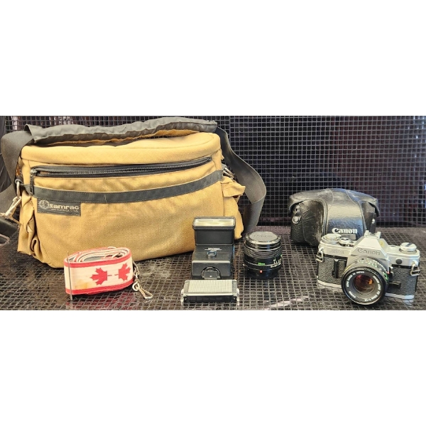 Canon AE-1 Film Camera With Accessories and Carry Bag