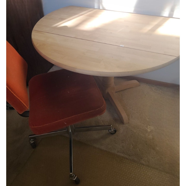  Unfinished Wooden Dining Table 41.5" Diameter Top (Both Sides Fold Down), 28.5 T