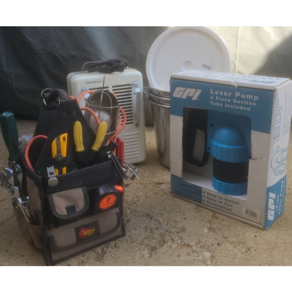 Tool Kit, Stainless Pails, GPI Lever Pump, and Fahrenheat Heater