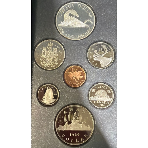 1986 Canadian Specimen Set With 50% Silver Dollar 23.33 Grams