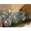 Image 1 : 9 blue mason jars all with tops in great condition with a small jar of antique marbles