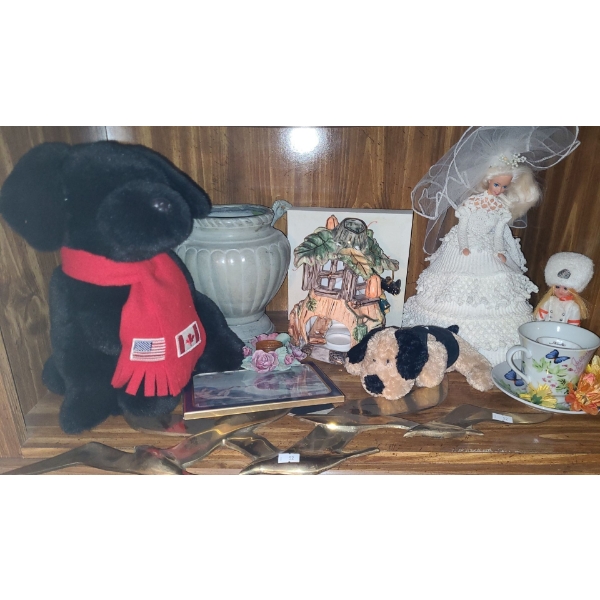 Plush Dog w/ Scarf 12 T, Brass Birds 24.5 X 5.5, Barbie in Wedding Dress,Pumpkin Decor 8 T and More!