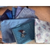 Image 3 : 3 New Skeins Of Wool w/ Assorted Fabric Fat Corners & A Yard Of Quilter's Fabric 