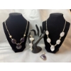 Image 1 : Amethyst and Druzy Amethyst Jewelry Set with Pearls in Stamped .925 Silver